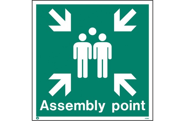 White Fire Assembly Point Sign
